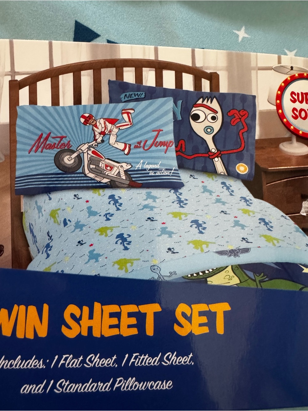 Toy Story 4 Twin Sheet Set Super Soft Polyester Sporky Woody Rex Buzz Lightyear